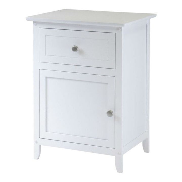 QuikFurn White 1-Drawer Bedroom Bedside Table Cabinet Nightstand End Table