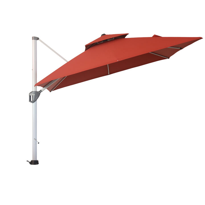 MONDAWE 10ft 2-Tier Square Cantilever Outdoor Patio Umbrella with Included Cover