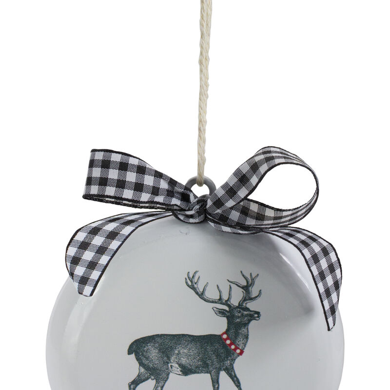 4.5" White and Black Reindeer "Merry Christmas" Disc Ornament image number 2