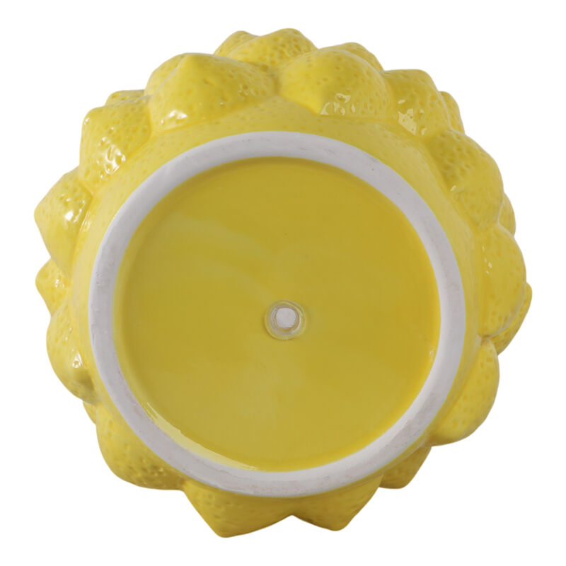 8" Lemons Flower Pot, Yellow image number 5