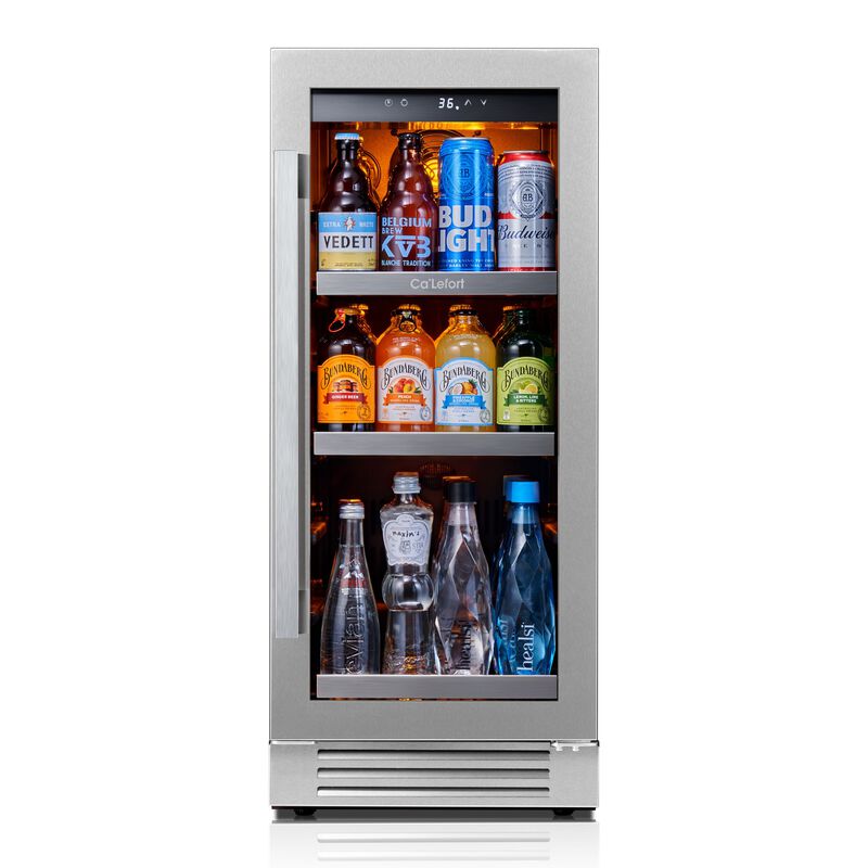 Beverage Refrigerator Cooler,15 inch 100 Cans Beverage Fridge, 34-54 ℉,Built-in Beverage Cooler ,3 Color LED image number 0
