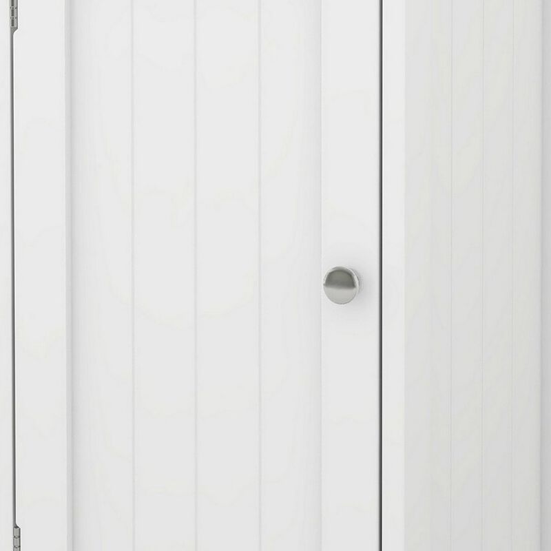 32 Inch Single Door Tall Storage Cabinet with 1 Open Shelf, Crisp White-Benzara