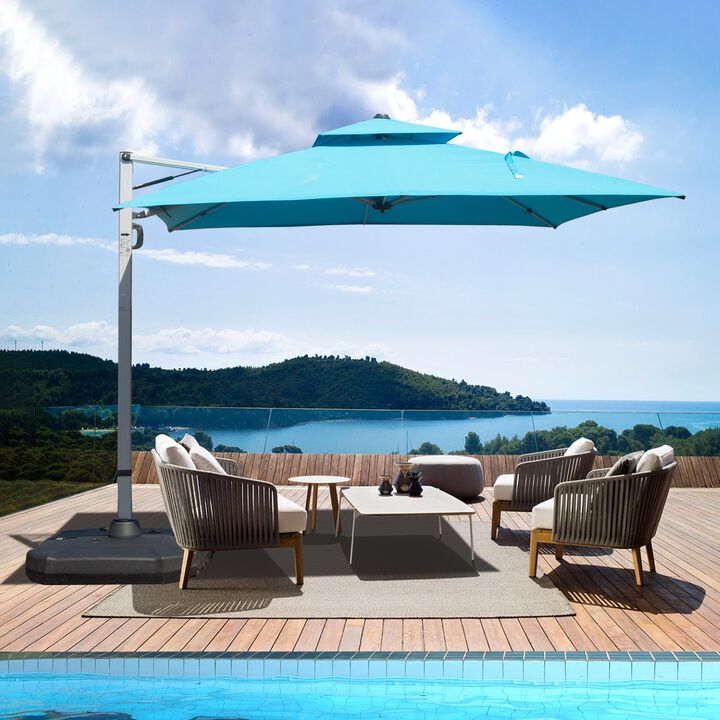 10 x 10 Ft Rectangle Cantilever Umbrella, Offset Patio Umbrella with Aluminum Center Pole (Base Not Included)