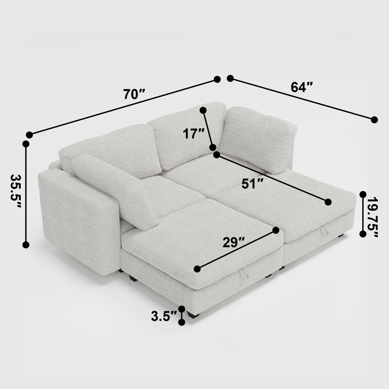 TATEUS  Sleeper Sectional Sofa Set image number 3