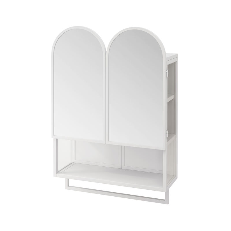ELEMENT ACE Modern Double-Arched Mirror Cabinet with Adjustable Shelves and Towel Rack for Bathroom Organization and Storage image number 7