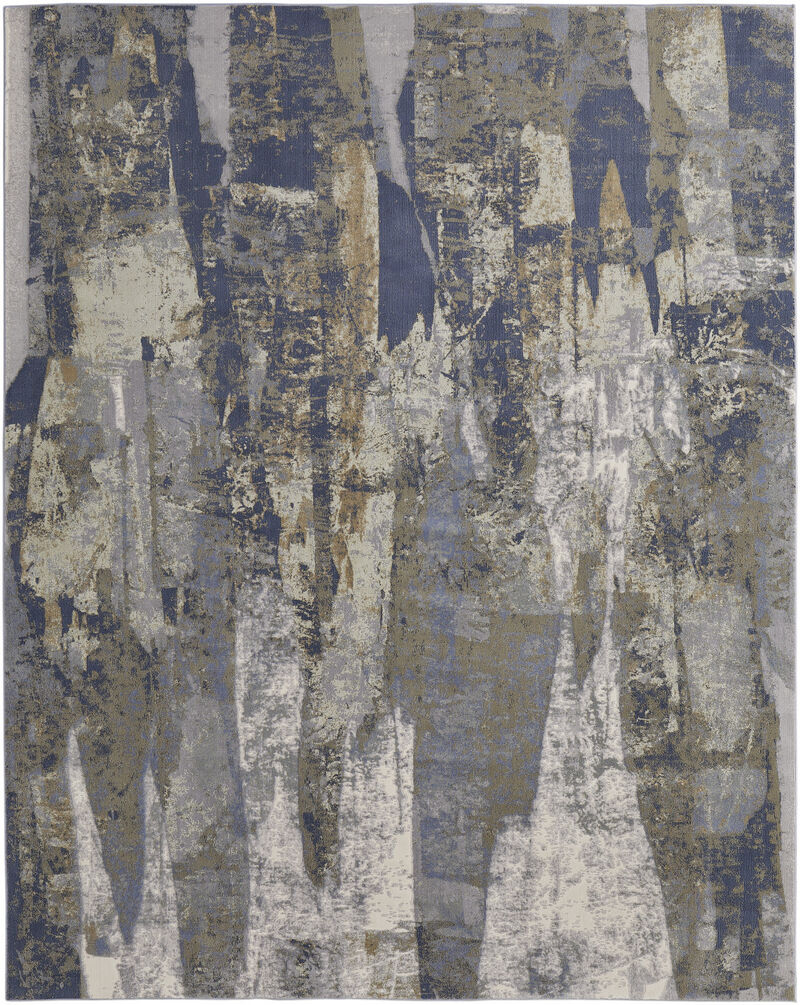 4 X 6 Blue gray And Tan Abstract Power Loom Distressed Area Rug image number 0