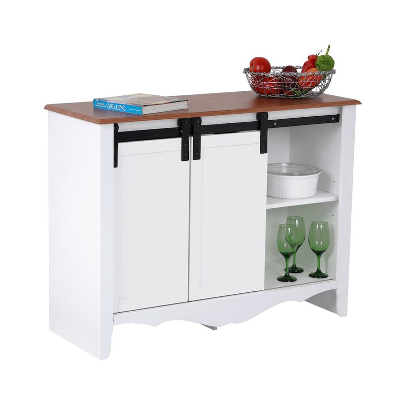 American Furniture Classics Countryside Barn Door Buffet with Two Sliding Barn Doors and Three Drawers