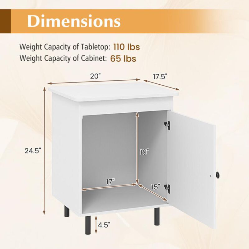 Hivvago Nightstand Mid Century End Tables with Door-Set of 2