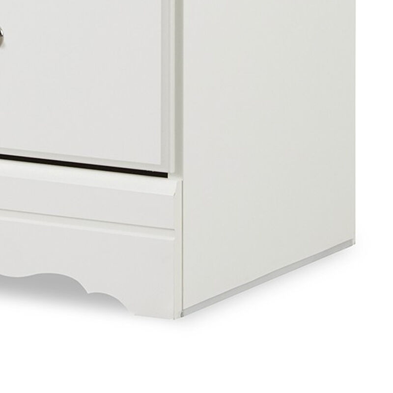 Roso Wide Dresser, Classic White, 25 Inch, 2 Drawers, Pewter Handles