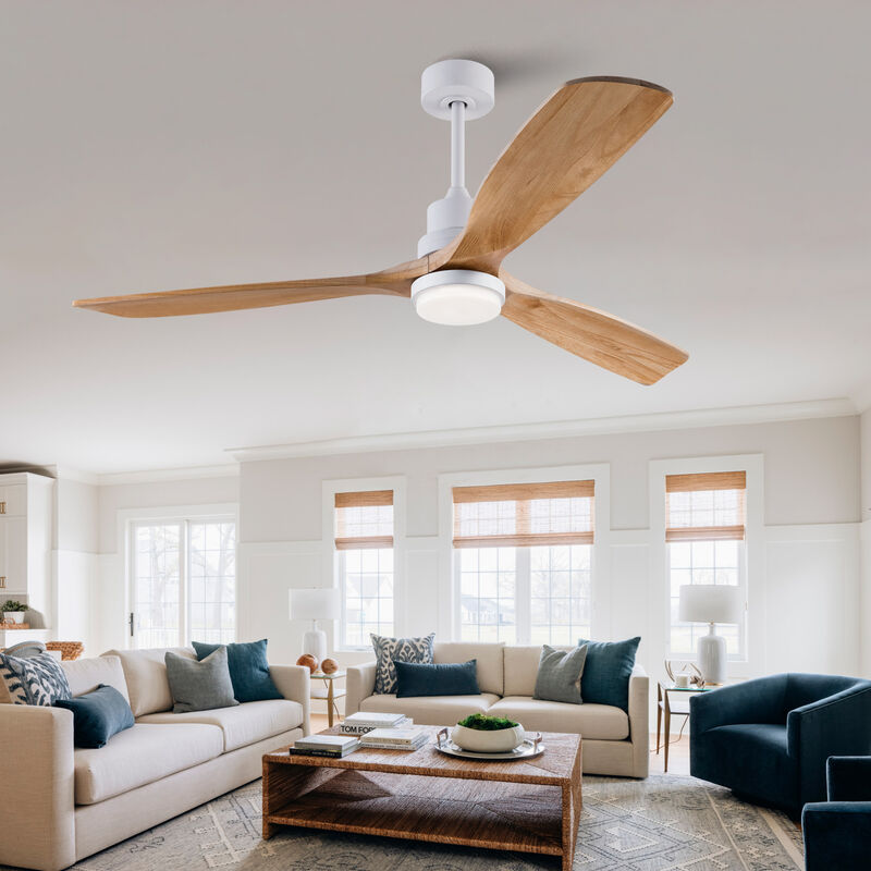 ELEMENT ACE 60 Inch Modern Ceiling Fan With Dimmable LED Light and Remote Control Featuring Solid Wood Blades image number 1