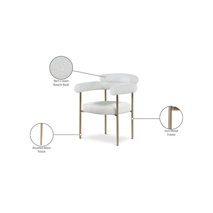 Meridian Furniture Blake Cream Boucle Fabric Dining Chair, Set of 2