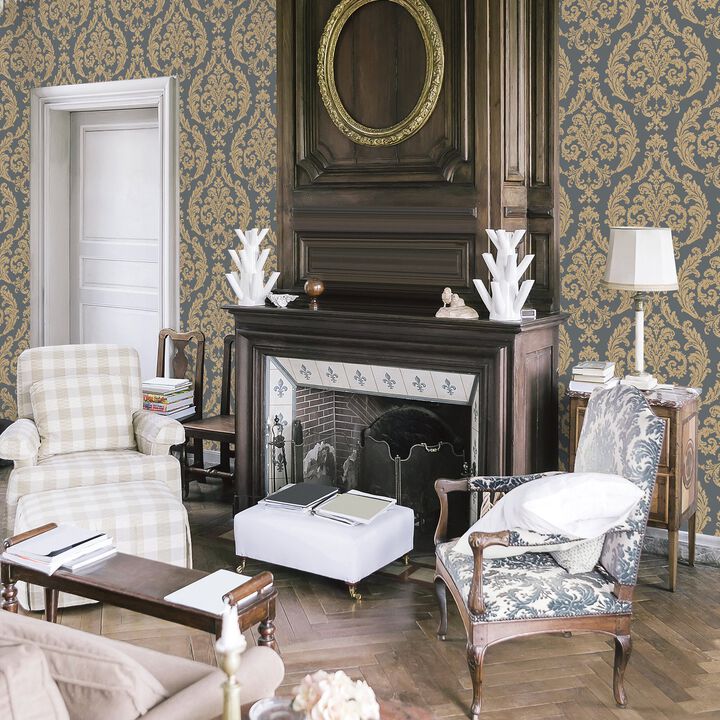 Palazzo 2 Silk Damask Blue Wallpaper G67610