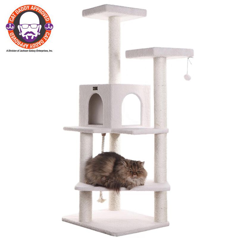 Armarkat Ivory 57 High Real Wood Cat Tree, Fleece Covered Cat Climber