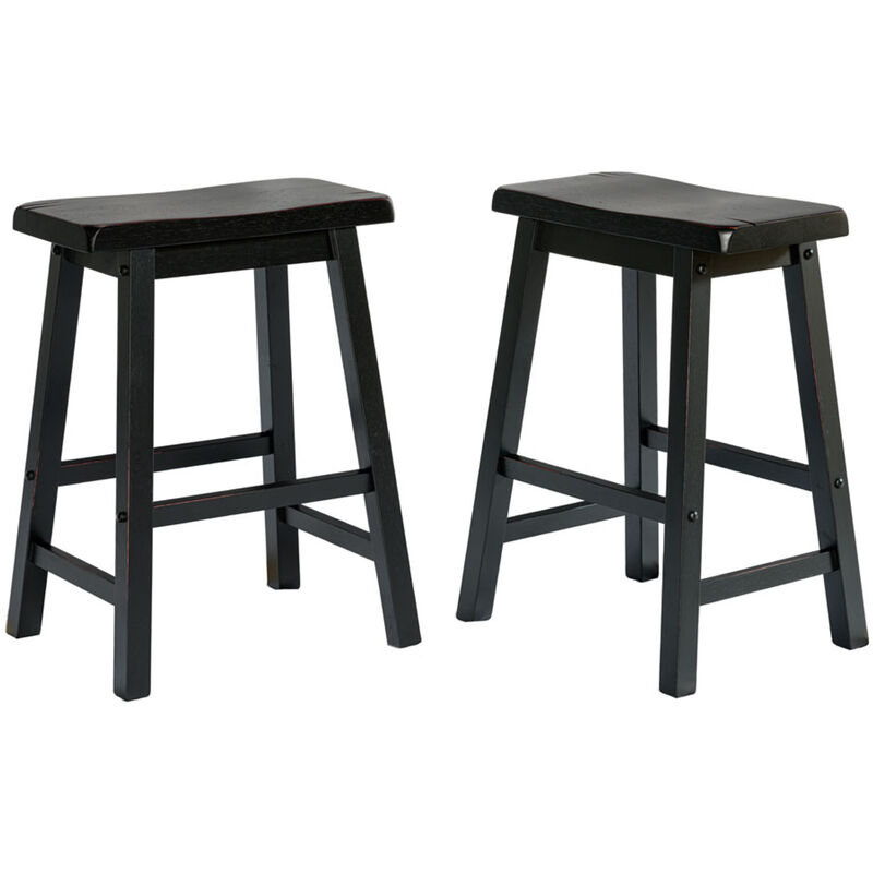 Legacy Decor Saddleback Seat Height Wood Bar Stool in Distressed Finish (Set of 2)