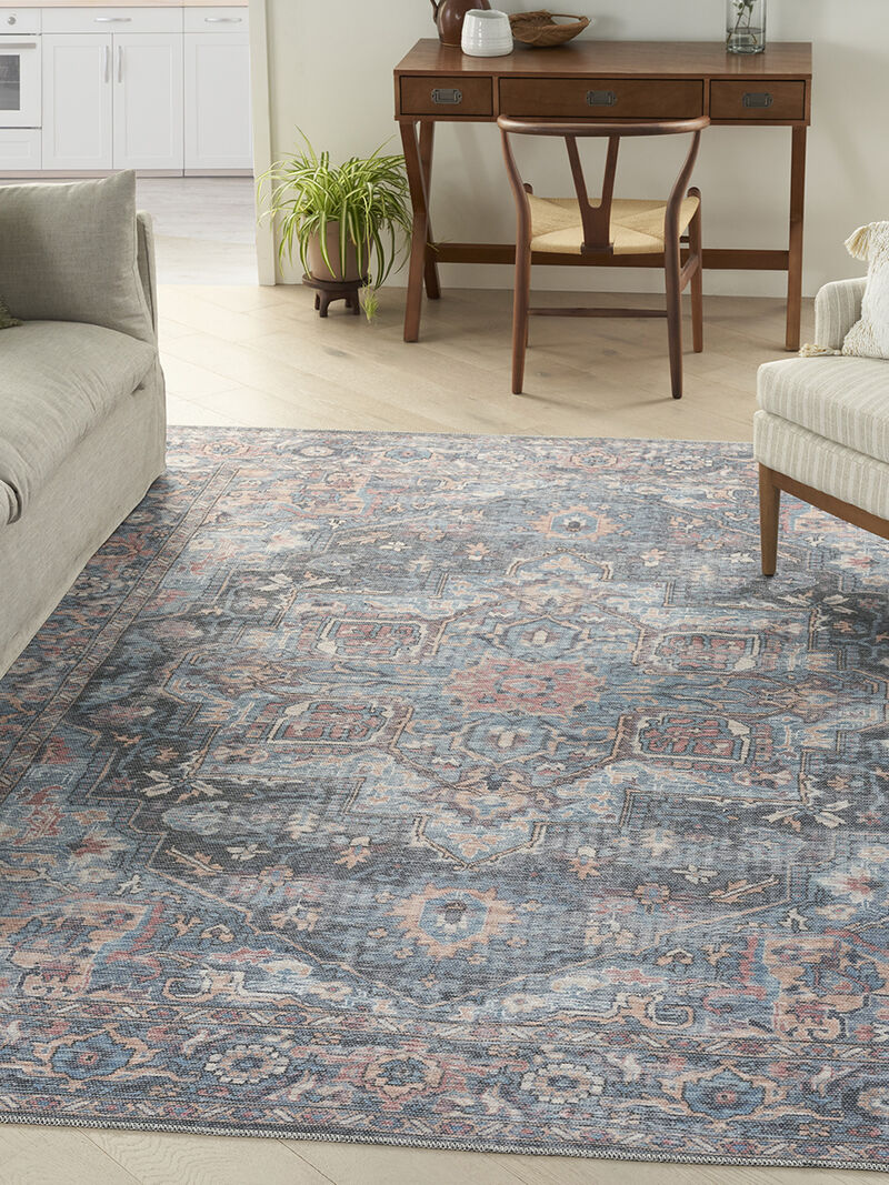 Machine Washable Series 1 SR101 Light Blue/Multicolor 7'10" x 9'10" Rug