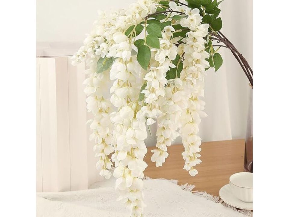 4 Piece Purple Artificial Hanging Wisteria Flowers Home Decor