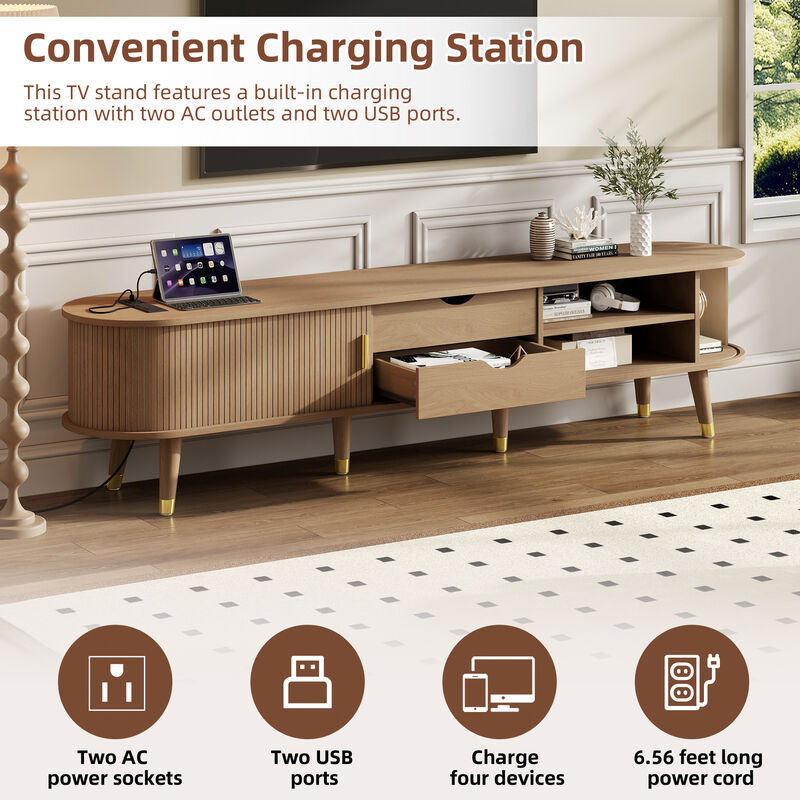 Glucub Oval Fluted TV Stand image number 6