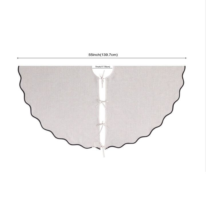 Solino Home 100% Pure Linen Red Stripe - Stripe Linen Christmas Tree Skirt