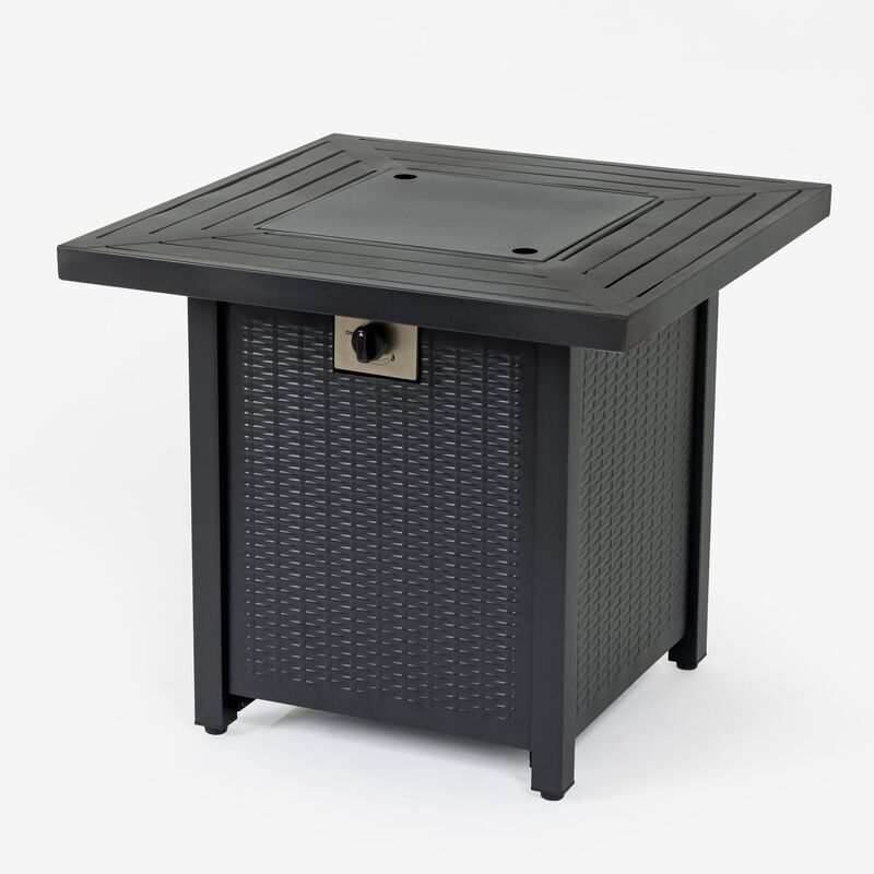 Mondawe 28-Inch Black 50,000 BTU Iron Square Propane Fire Pit Table