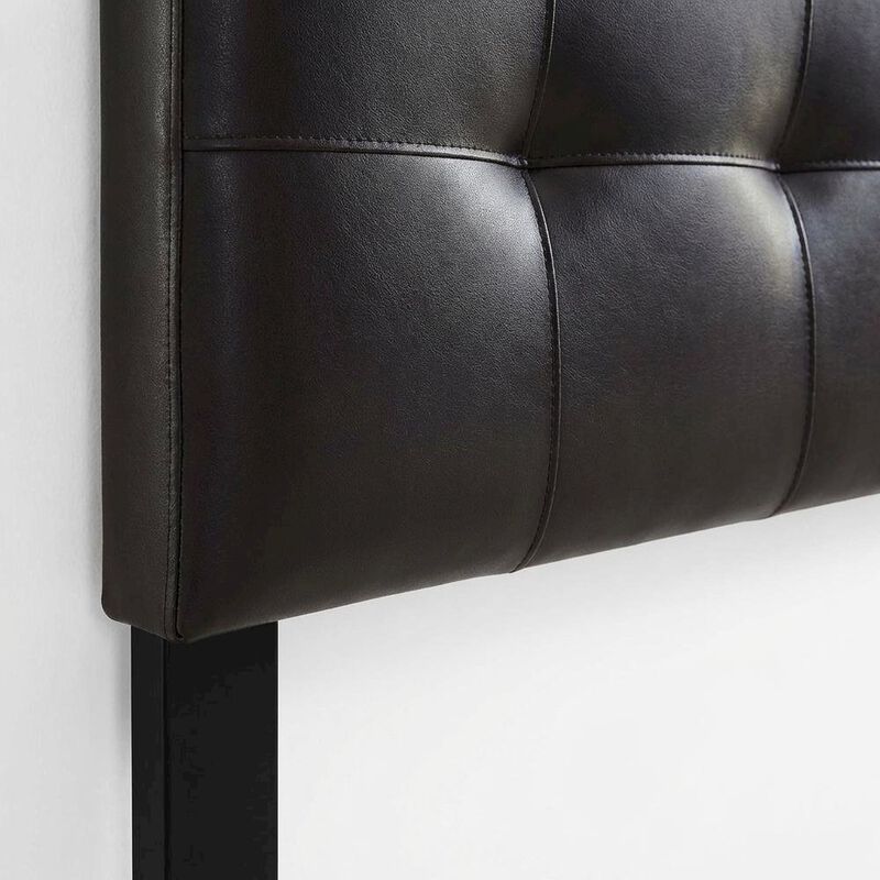 Vegan Leather Queen Headboard in Neutral Tone, Durable Finish, Elegant Design image number 5