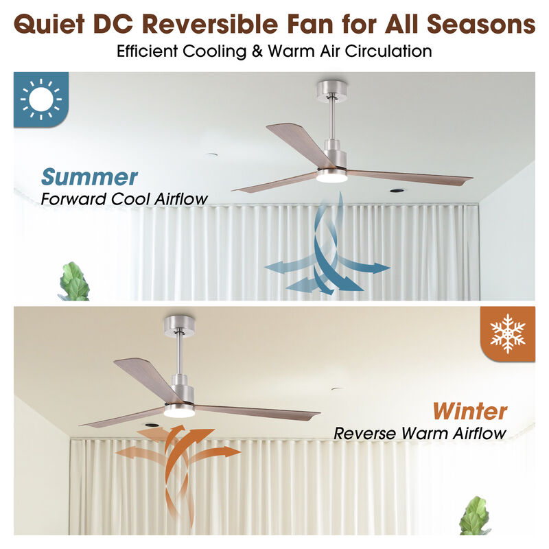 52 in. Brushed Nickel Reversible 6-Speed Ceiling Fan with Light and Remote