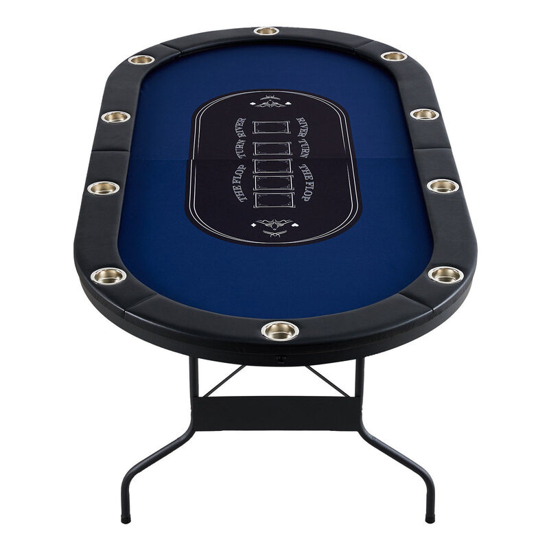 10-Player Foldable Poker Table with Padded Rails and Cup Holders for Card Games image number 8