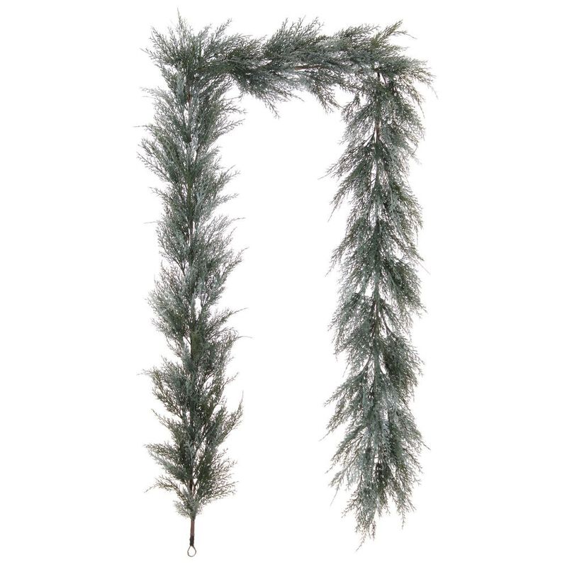 9' Flocked Cedar Garland image number 0