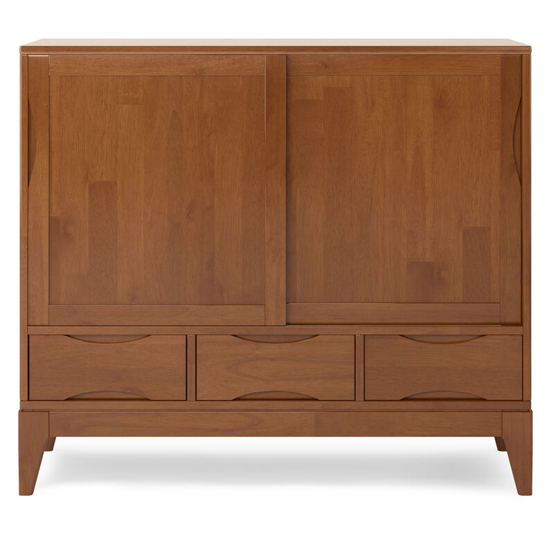 Harper 48 inch Wide Solid Hardwood Mid-Century Modern Medium Storage Cabinet in Teak Brown
