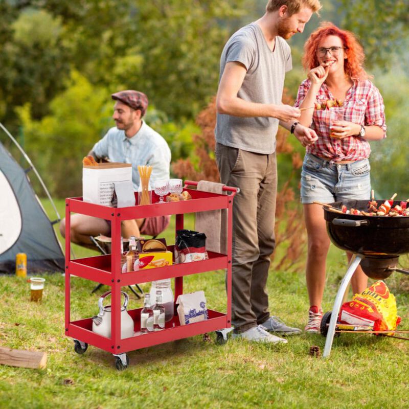Hivvago 3-Tier Utility Cart with Steel Frame and Four Wheels
