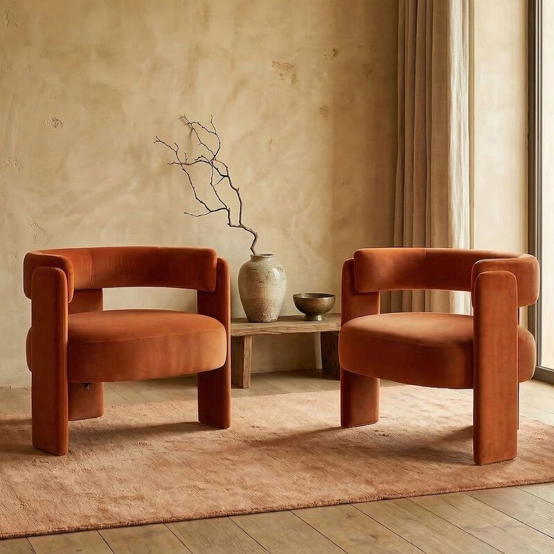 Envelor Modern Velvet Wingback Accent Armchair image number 4