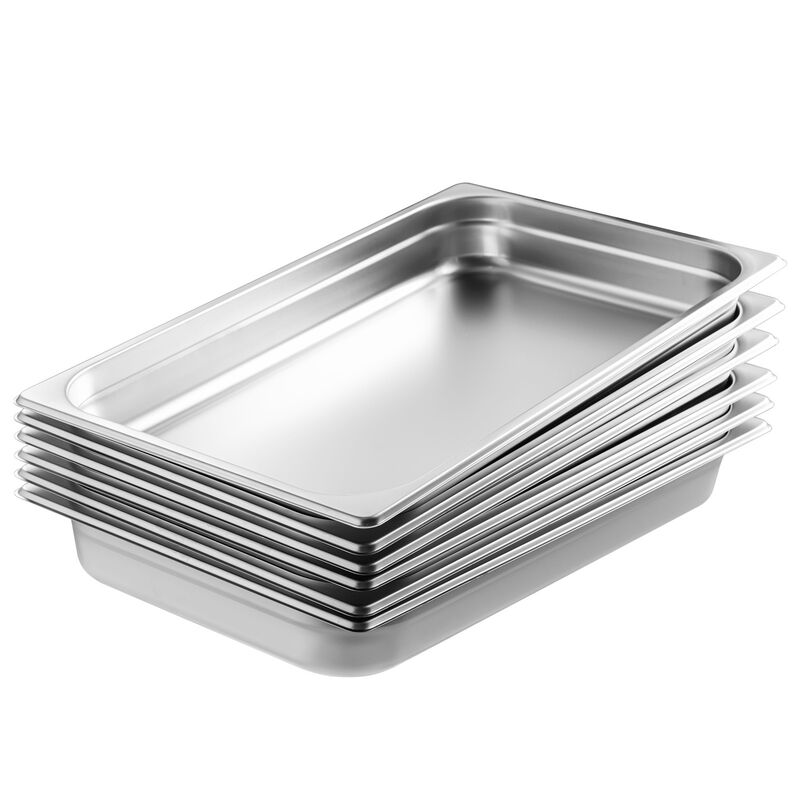 VEVOR 6 Pack Full Size Hotel Pans Steam Table Pan Stainless Steel 2.5" Deep