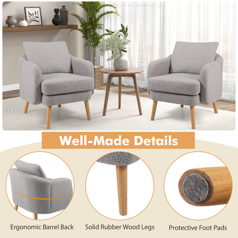 Sherpa Accent Chair with Seat Cushion for Modern and Comfortable Living Room Seating