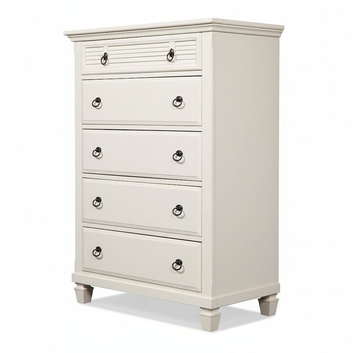 Alpine Furniture Winchester 5 Drawer Chest, White
