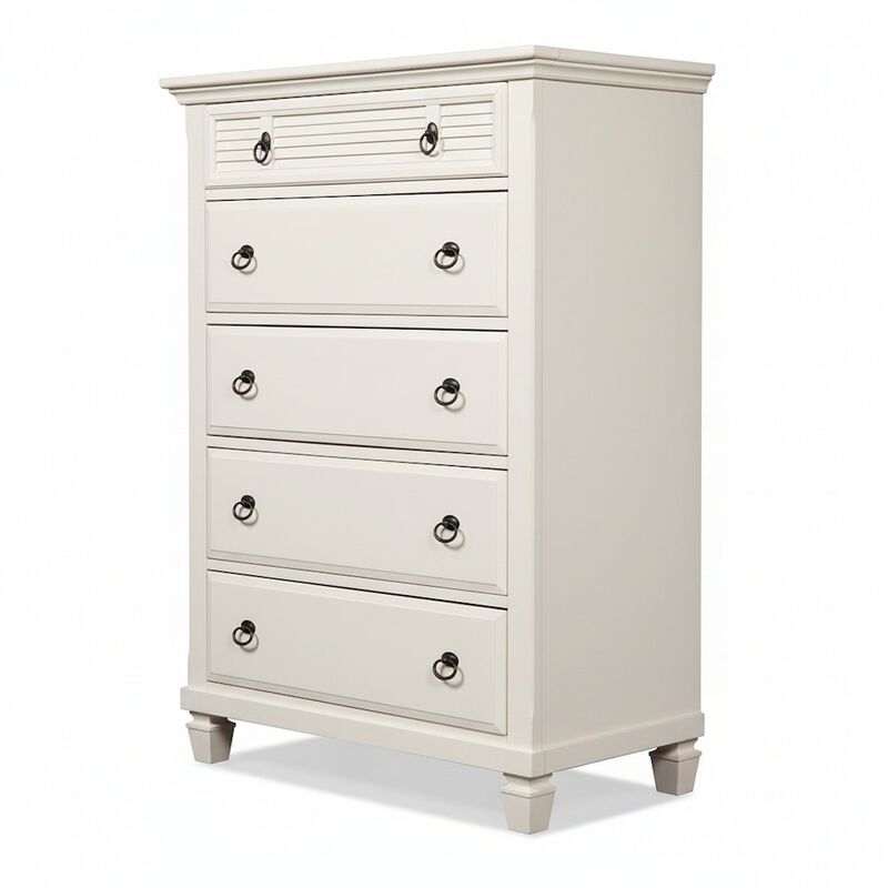 Alpine Furniture Winchester 5 Drawer Chest, White image number 0