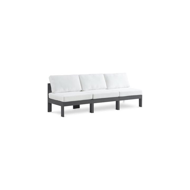 Meridian Furniture Nizuc White Water Resistant Fabric Outdoor Patio Modular Sofa