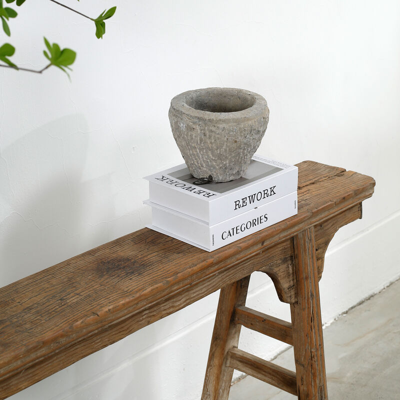 Vintage Solid Wood Accent Bench in Weathered Natural image number 4