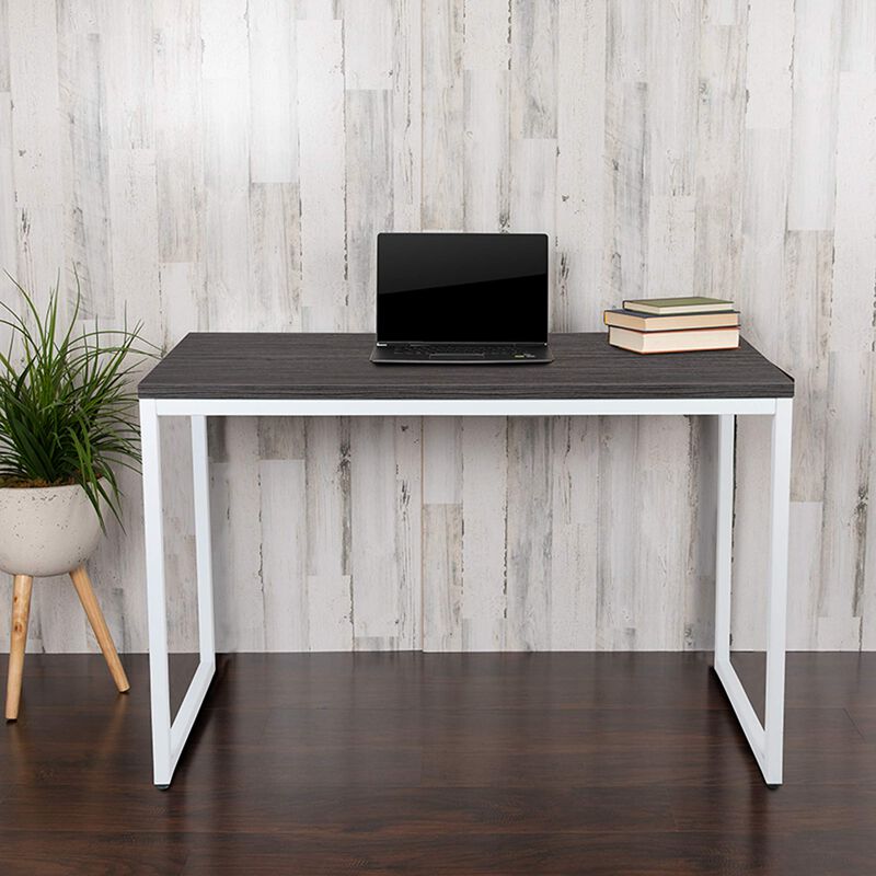Flash Furniture Kimberly Tiverton Industrial Modern Desk-Rustic Gray/White Commercial Grade Computer Desk-47" Sturdy Home Office Desk-Writing Desk