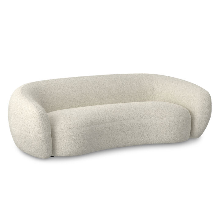 Sherri 89 inch Wide Contemporary Sofa in Vanilla Cream Boucle Performance Fabric