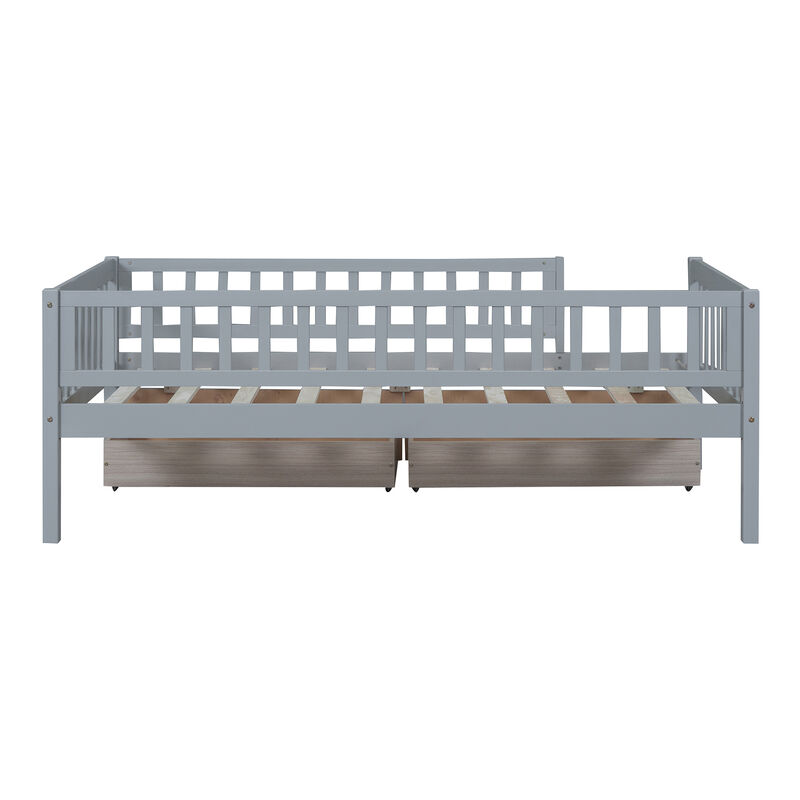 Whisen Twin Size Daybed Wood Bed with Two Drawers image number 2