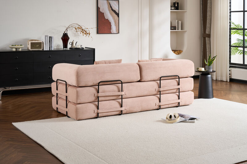 Cozy Convertible Sofa Bed with Cylindrical Pillow for Home Comfort
