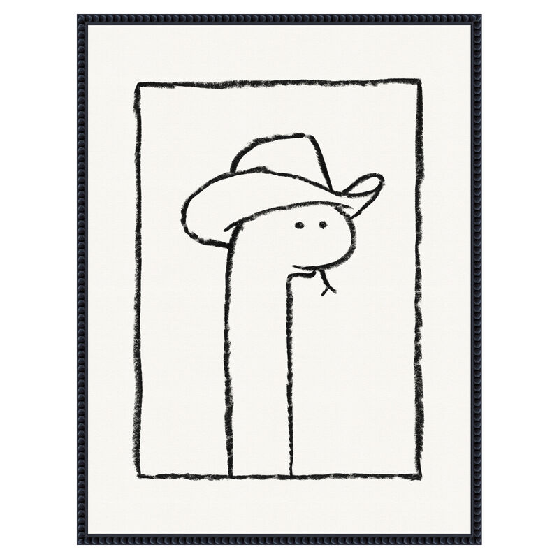 Squiggles the Snake In a Stetson by Anyone Can Yeehaw Framed Canvas Wall Art image number 0