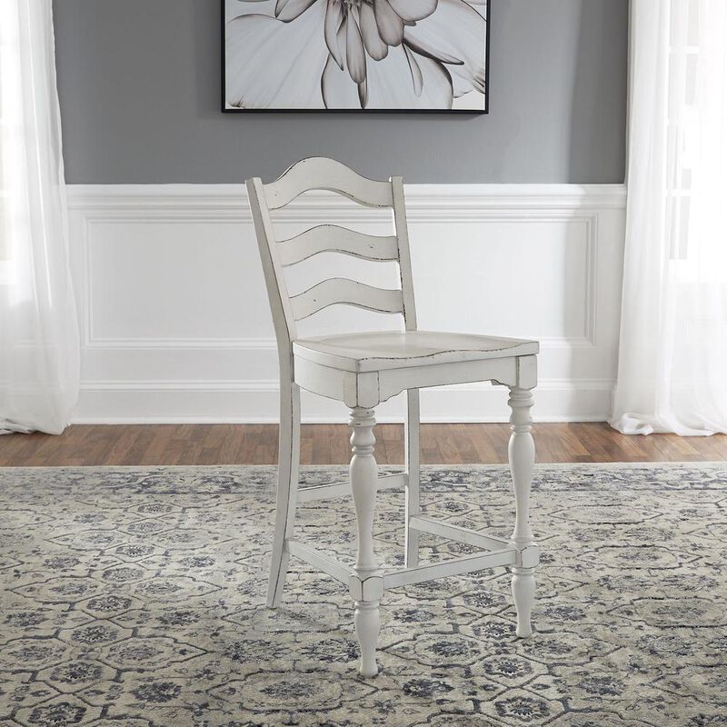 Liberty Furniture Magnolia Manor Ladder Back Counter Chair (RTA)-Set of 2 in Antique White image number 5