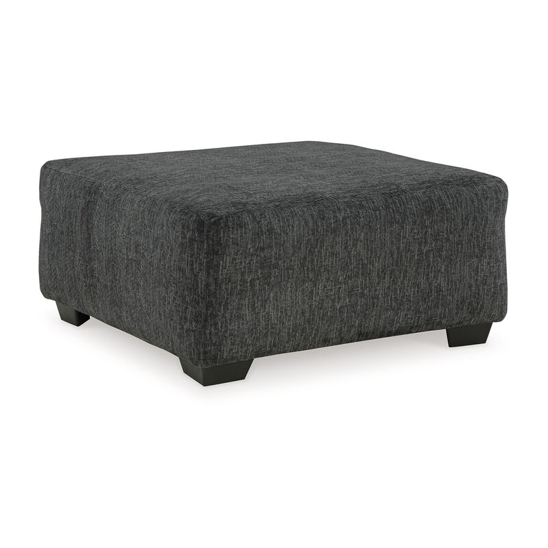 Accent Ottoman, 40 Inch Square Top, Modern Style Dark Gray Polyester