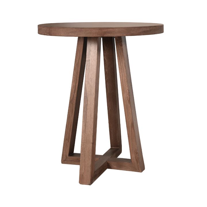 Mika Dining Pub Table, 30 Inch Round Top with Cross Base, Wheat Brown
