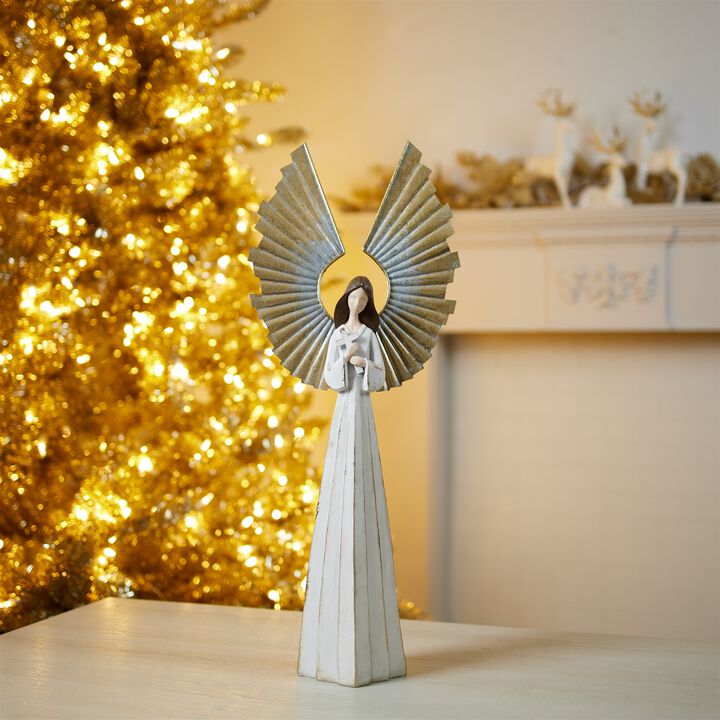 Holiday Angel Statue for Christmas Tabletop, Mantel, or Entryway Display
