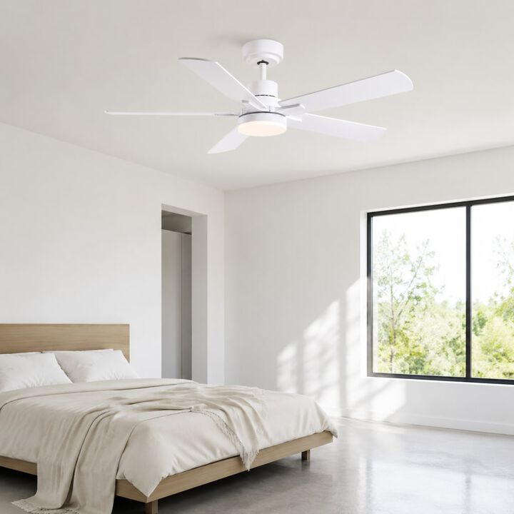 ELEMENT ACE Low Profile Ceiling Fan with Integrated Light, Quiet Reversible DC Motor, Remote Control Speed & Dimmer, Energy Efficient ETL Listed for Medium Rooms