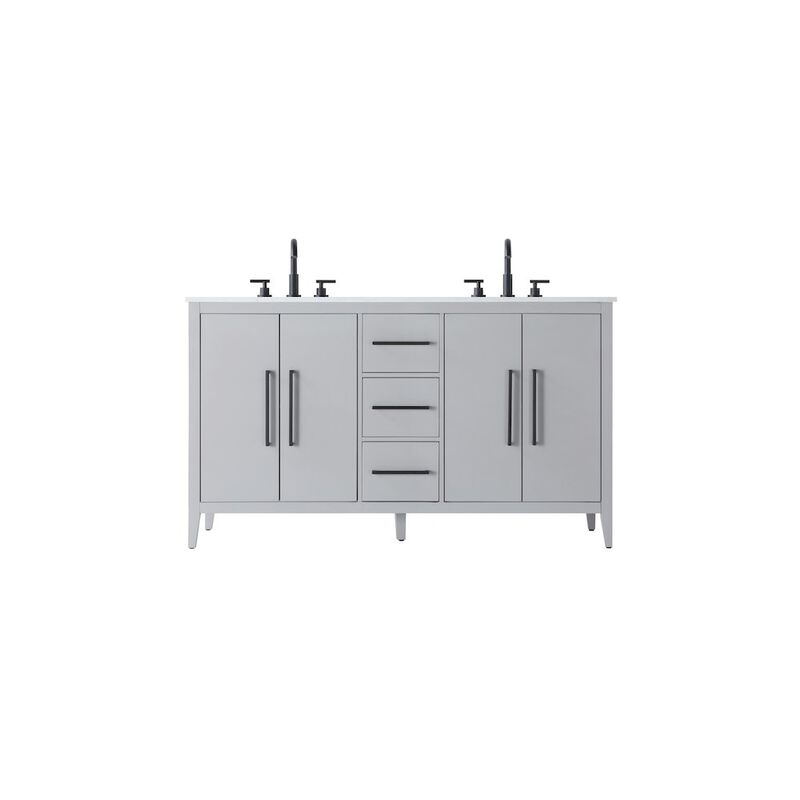 Elegant Kitchen and Bath 60 Inch Double Bathroom Vanity In Grey