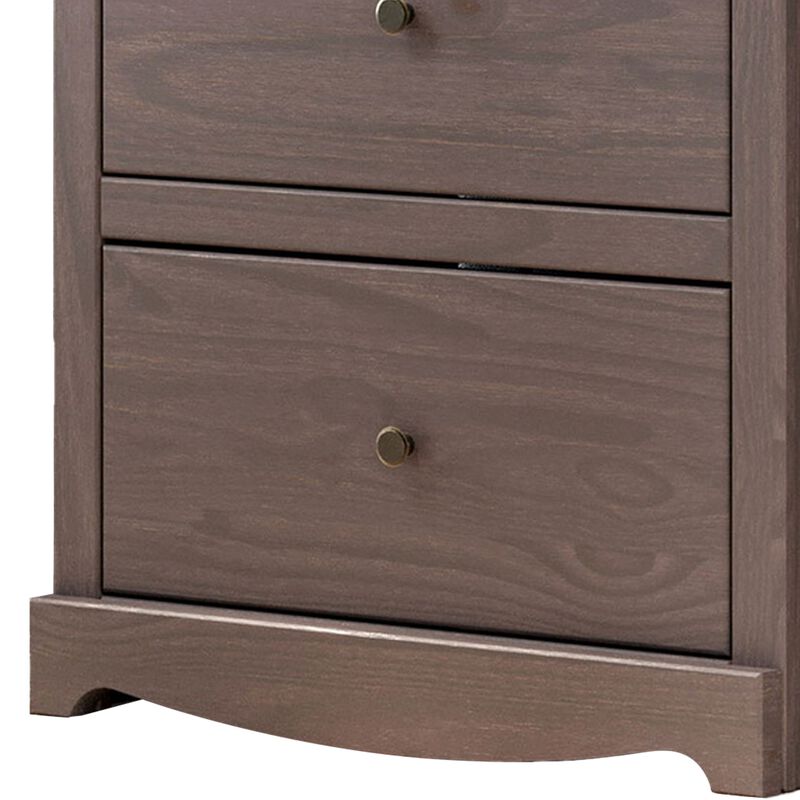 Stav Tall Dresser Chest with 4 Drawers, Plank Style, Gray Solid Wood - Benzara