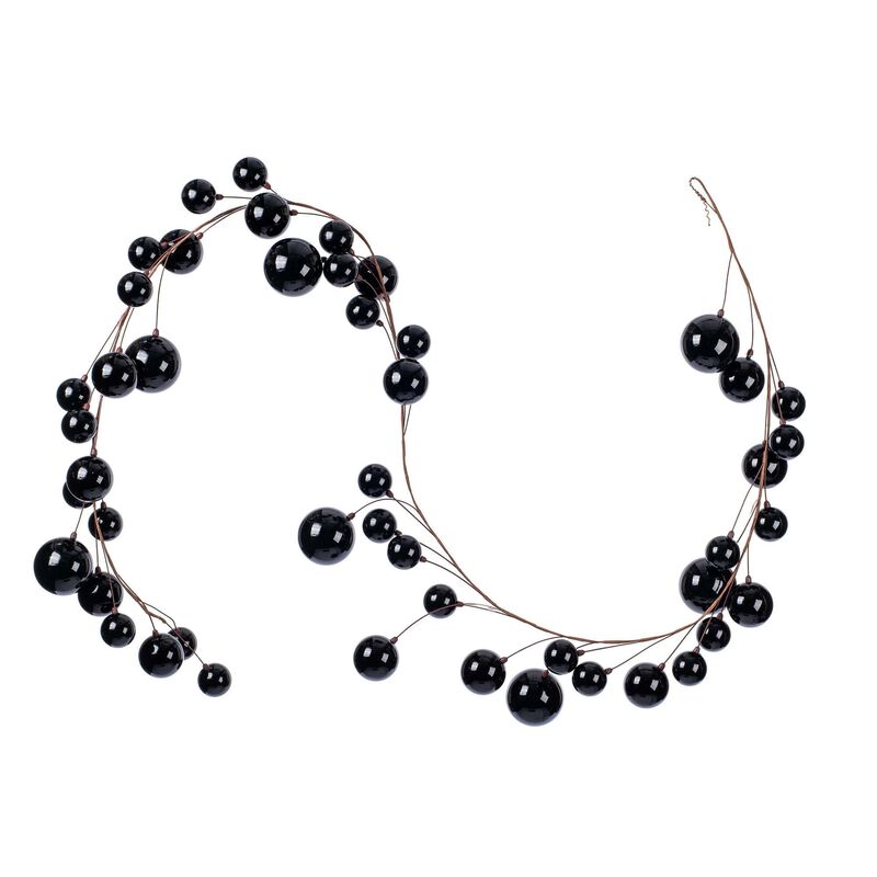 Vickerman 10' Black Pearl Branch Ball Wire Garland. image number 0