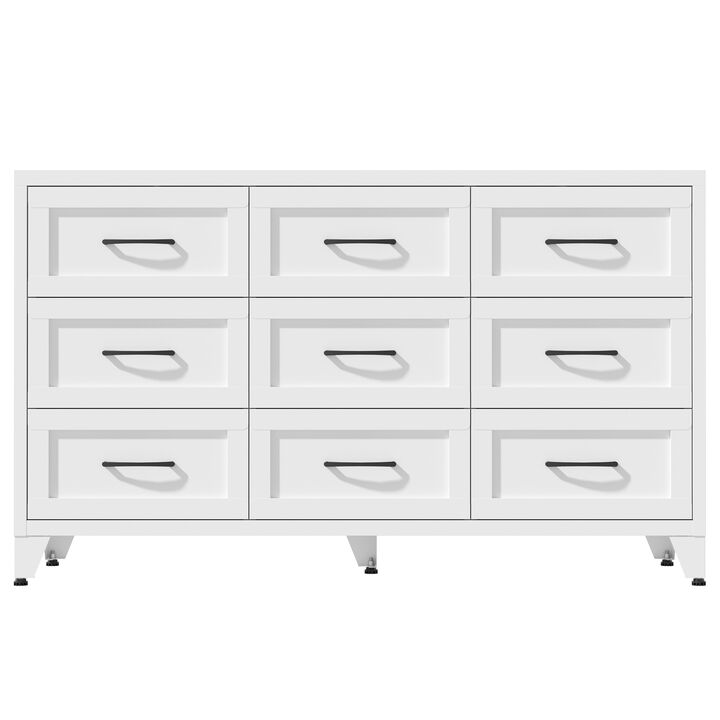 9 Drawer Dresser, Metal Chest of Drawers with Quiet Glide Rails, Modern Storage Cabinet for Bedroom, Entryway, Closet